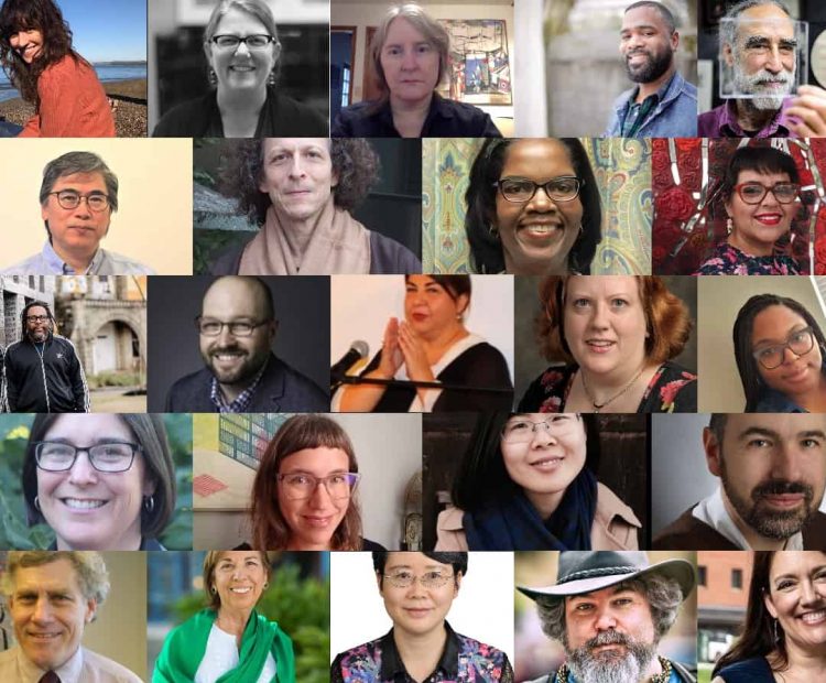 A collage of men and women of different races and ethnicities.