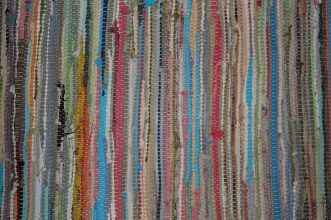 Close up of a colorful rag rug