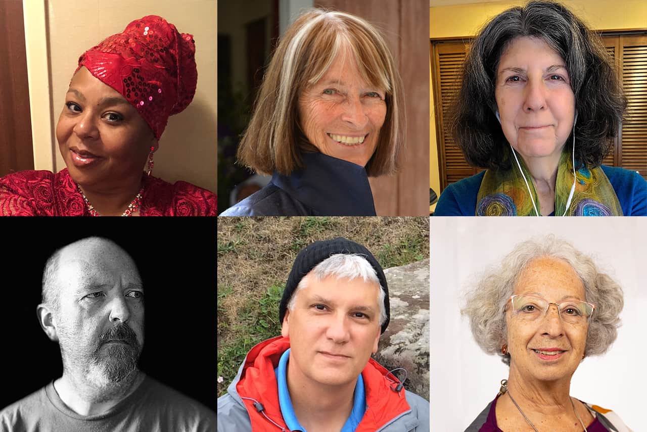 Collage of six professional headshots, featuring three women on the top row and two men and a woman on the bottom row.