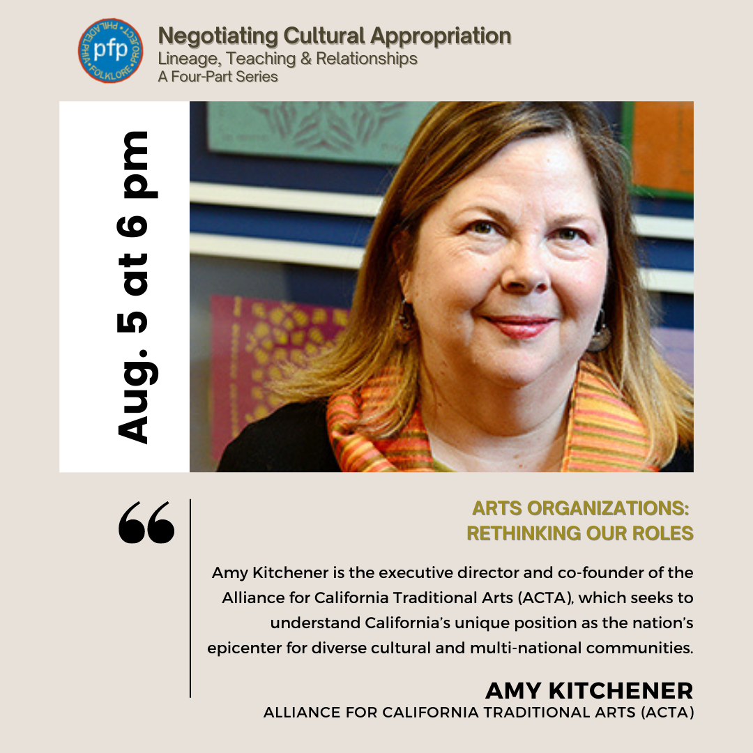 Philadelphia Folklore Project flyer featuring presenter Amy Kitchener.