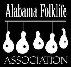 Abstract white-on-black images of gourd instruments with the org's name above and below