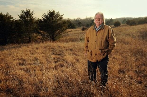 Roger Welsch stands on the Loup River property near Dannebrog that he gave to the Pawnee Nation.