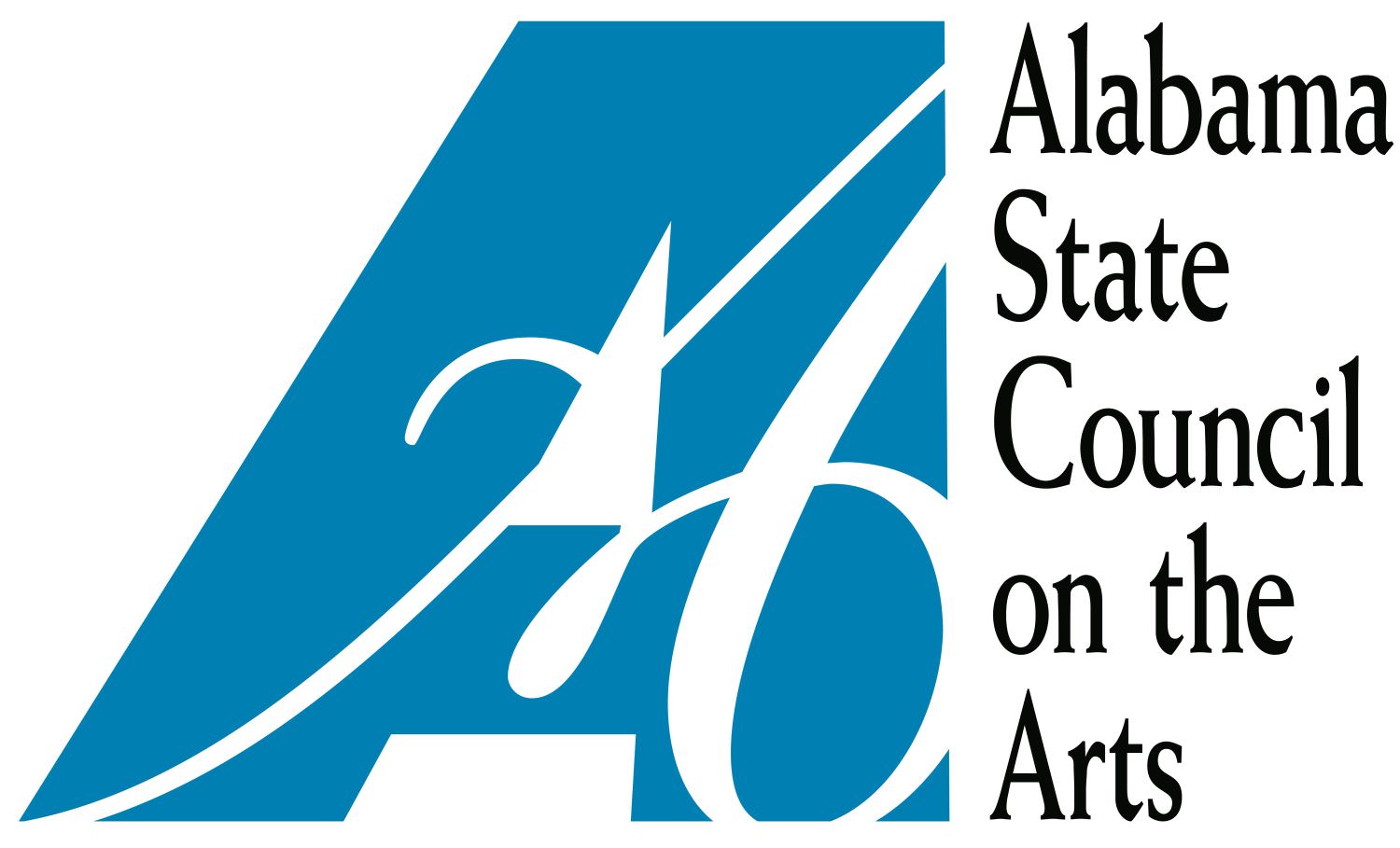white background with a large light blue "A" in block lettering and cursive and the organization name