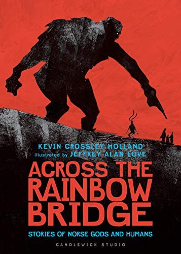 Front cover of the book, which has a large beast pointing at other beings. There is a red and black background.