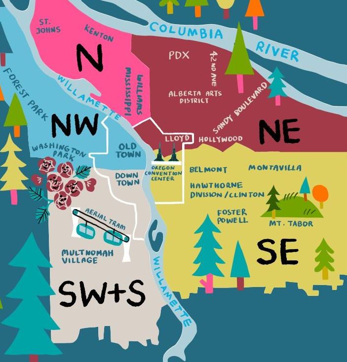graphic of the neighborhoods of portland, oregon