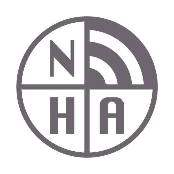 Logo of the National Humanities Alliance, showing letters N, H, A in a circle evenly divided into four parts -- the part that does not have a letter in it is filled with two curves