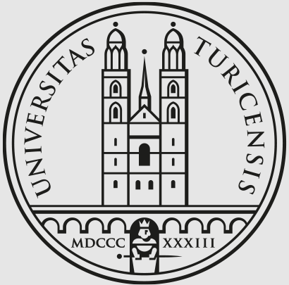 seal part of logo of the university of zurich, showing a castle-like architecture at the center of a circle, with the letters "universitas" on its left side and the letters "turicensis" to its right