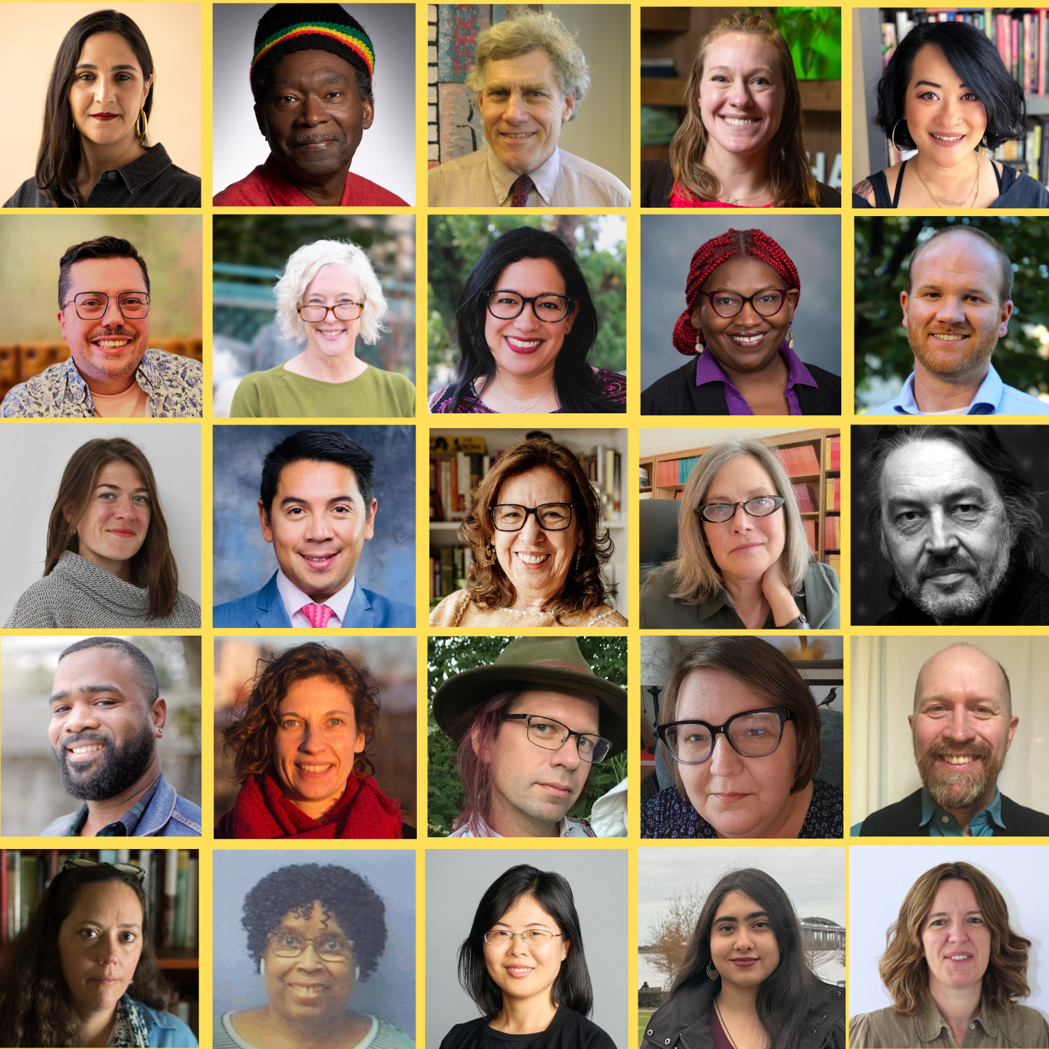 An array of 25 headshots of people on the editorial team