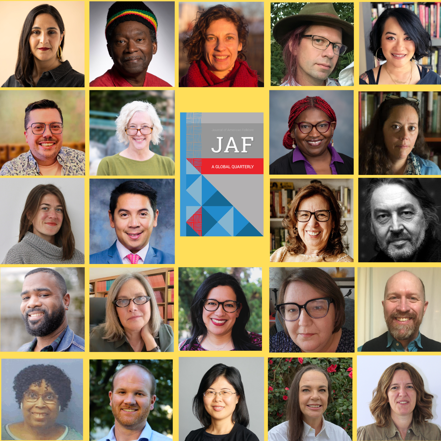An array of 25 headshots of people on the editorial team