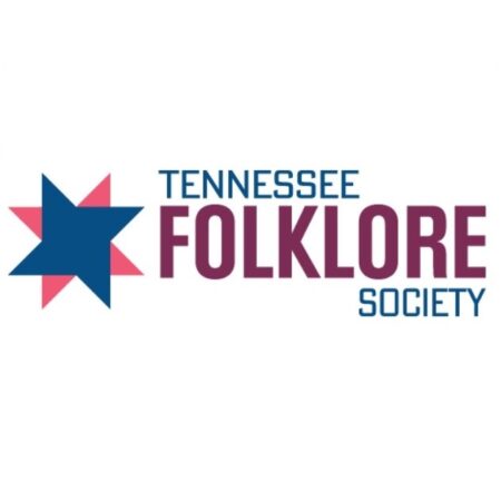 Logo of the Tennessee Folklore Society, showing an image of two four-pointed stars stacking together along with the Society's full title