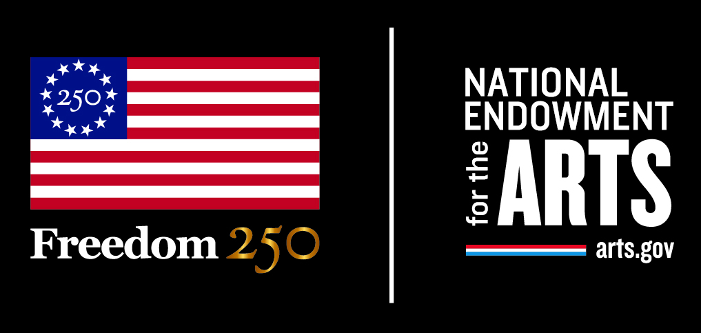 nea america 250 logo, which features the nea logo along with the american flag and the words "freedom 250" on a black background