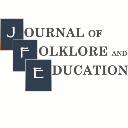 Journal of Folklore and Education logo, which has the first letter of each of the three words that comprise the journal blocked in blue and stepping down staggered